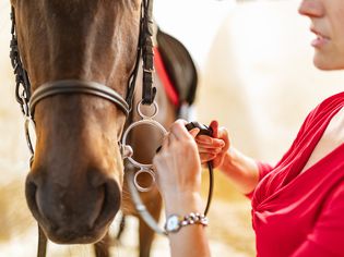 Adjusting reins for horseback riding