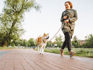 Lady Jogging with her Shiba Inu